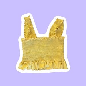 Forever 21 Yellow Ruffle Crop Top